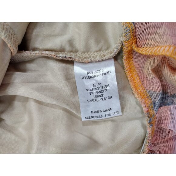 Colorful printed peplum top with puff sleeves, size M, DR2, polyester blend. - Picture 4 of 8